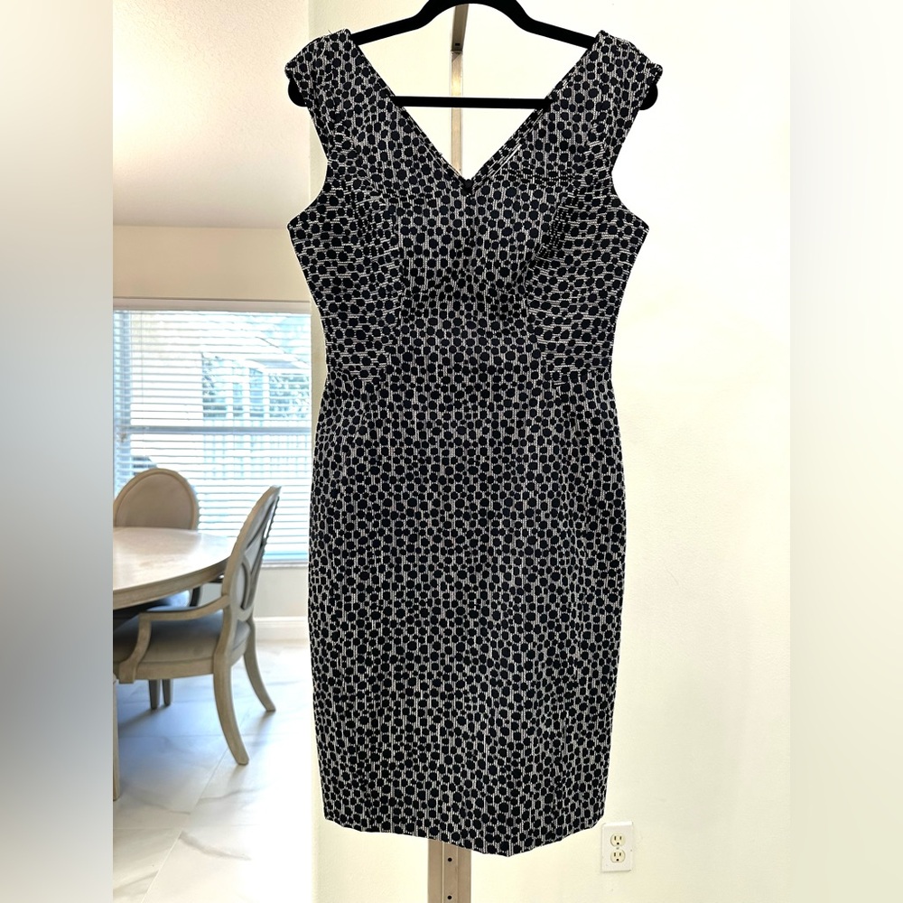 Anthropologie Yoana Baraschi V Neck Dark Navy Blue Sheath Dress